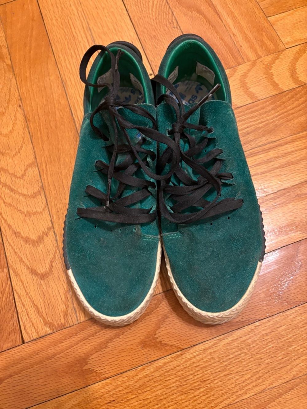 Alexander Wang Green Suede Sneakers with Black Laces